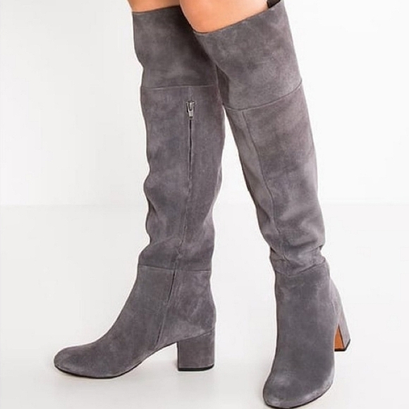 Clarks Shoes - Clark’s "Somerset Barley Ray" Suede Over-the-Knee Boot Gray Grey, Women's Size 7